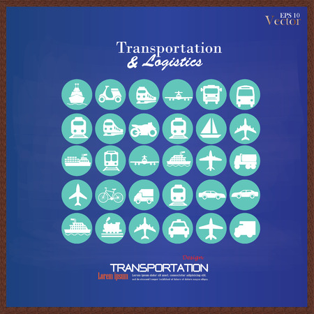 Transport icons.transportation on chalkboard.transportation .logistics.logistic icon.vector illustration.のイラスト素材