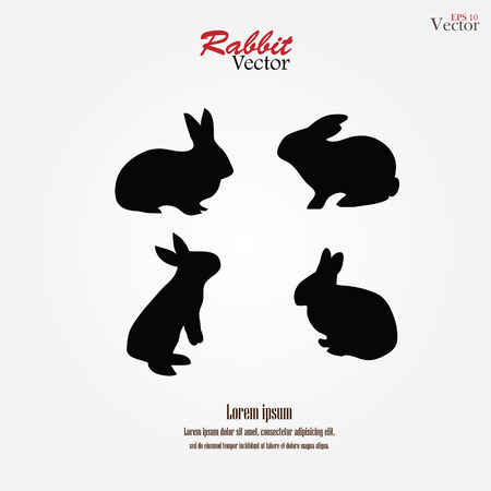 rabbit silhouettes on gray background.rabbit.vector illustrationのイラスト素材