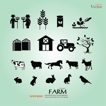 Farm  icon.farm icon with animals.farm.vector illustration.のイラスト素材