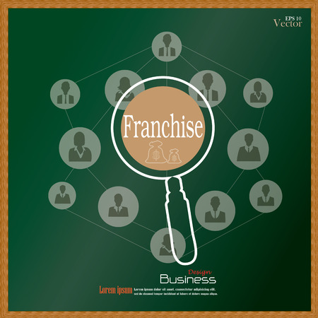 Franchise concept.franchise with Magnifier and  business man icon.vector illustration.のイラスト素材