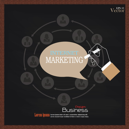 Businessman hand writing Internet Marketing on chalkboard.marketing internet concept.business concept.vector illustration.のイラスト素材