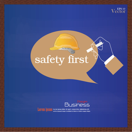 hand writing  safety first on chalkboard.safety first concept.safety first. vector illustrationのイラスト素材