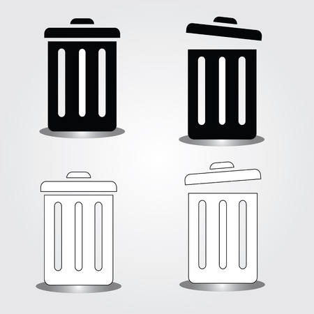 bin symbol on gray background,bin icon vector,recycle binのイラスト素材