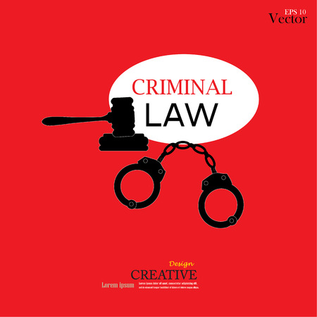 Vector icons of handcuffs.handcuff.crime law concept.handcuff with criminal law word.vector illustration.のイラスト素材