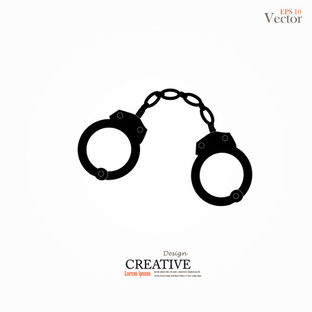 Vector icons of handcuffs.handcuff.crime law concept.handcuff with criminal law word.vector illustration.のイラスト素材