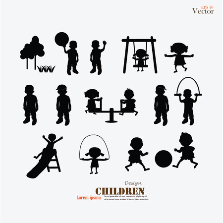 Illustration of Children Playing in Park  ,children on playground vectorのイラスト素材