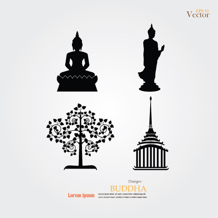 Buddha,temple  and  church  sign. Thai Temple.vector illustration.のイラスト素材