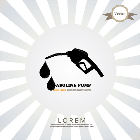 Gasoline pump nozzle sign on sunburst background.Gas station icon. Flat design style.vector illustration.のイラスト素材