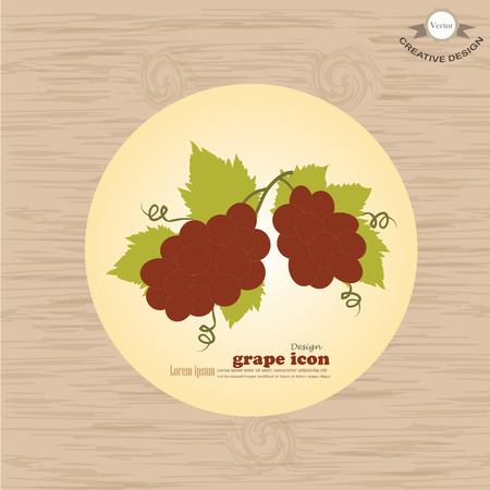grape.grape icon on wood texture backgrond.vector illustration.のイラスト素材