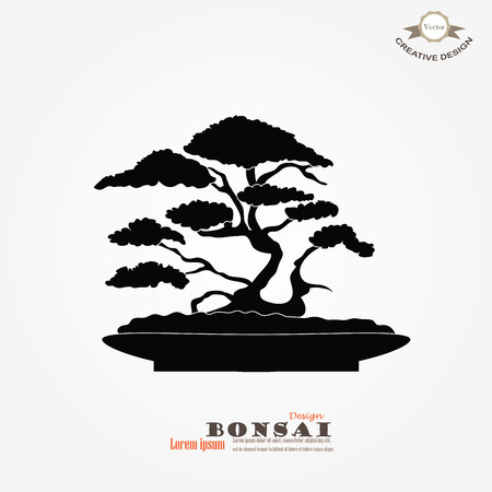 Bonsai.bonsai with potted on gray background.vector illustration.のイラスト素材