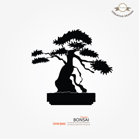 Bonsai.bonsai with potted on gray background.vector illustration.のイラスト素材