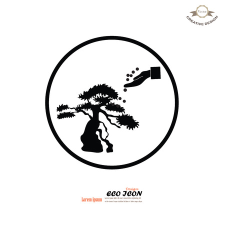 hand giving fertilizer to plant.fertilizer plant.eco concept.vector illustration.のイラスト素材