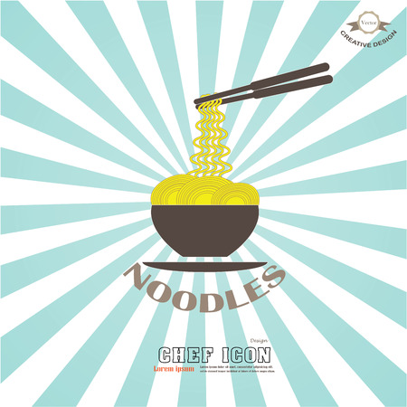 noodles.Chinese cuisine Logo noodles plate design vector template. Asian food restaurant.vector illustrationのイラスト素材