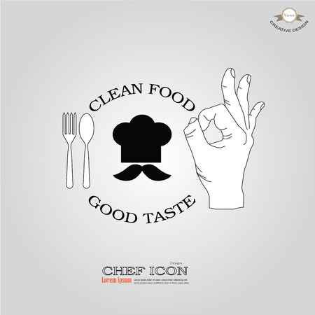 Chef icon.chef icon with hand okay.Chef symbol.vector illustration.のイラスト素材