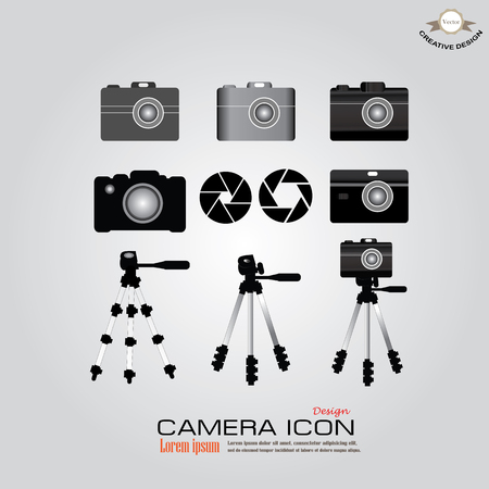 Camera objective icon.tripod.shutter icon.camera vector.shutter vector .vector illustrationのイラスト素材