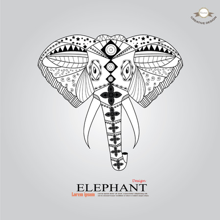 Elephant head.elephant head doodle.elephant.vector illustration.のイラスト素材