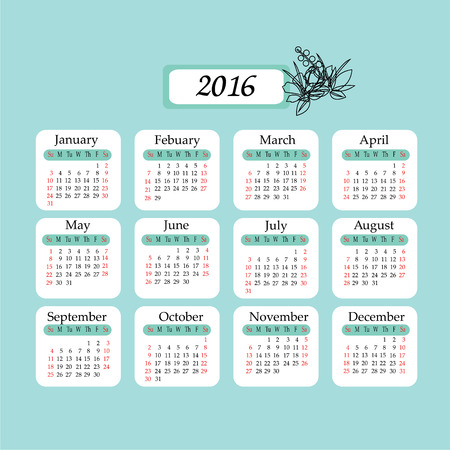 Calendar 2016.template business calendar 2016 with flower and wood frame  design.vector illustration.のイラスト素材