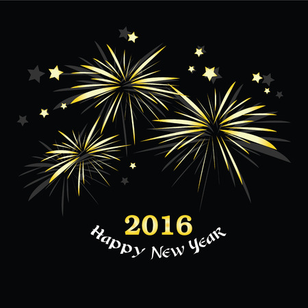 Happy new year 2016.Happy new year greeting with firework and number 2016 . Vector illustration.のイラスト素材