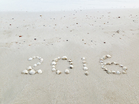 Shell alphabet  2016 on the sandの写真素材