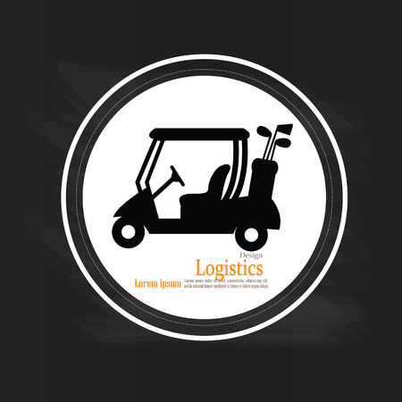 Golf cart on chalkboard .golf car.golf car logo.vector illustration.のイラスト素材
