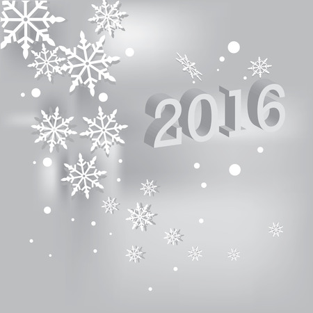 3D. New Year 2016 . Happy new year greeting with number 2016  and snowflake design .vector illustration.のイラスト素材