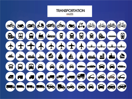 Transport icons.transportation on chalkboard.transportation .logistics.logistic icon.vector illustration.のイラスト素材