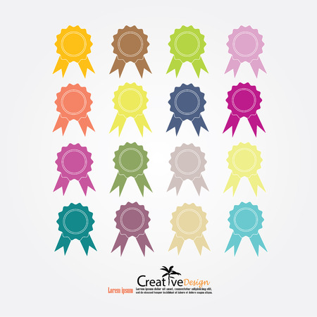 Badge with ribbons icon. vector illustration.のイラスト素材