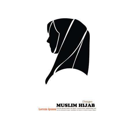 Muslim woman  icon with hijab. Asian muslim traditional  hijab.islam woman sign.vector illustration.のイラスト素材