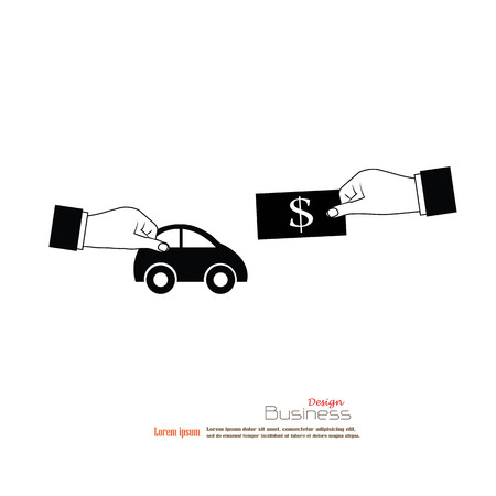 car with money.car finance concept.vector illustration.のイラスト素材