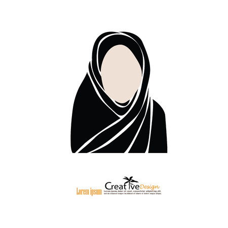 Muslim woman icon with hijab. Asian muslim traditional hijab.islam woman sign.vector illustration.のイラスト素材