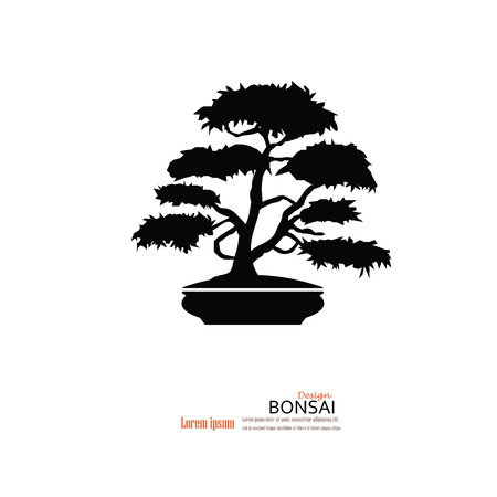 Bonsai.bonsai with pot on gray background.vector illustration.のイラスト素材