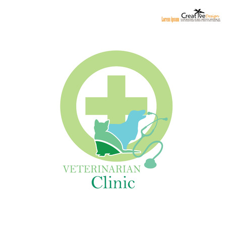 veterinary symbol with cross and pets.のイラスト素材