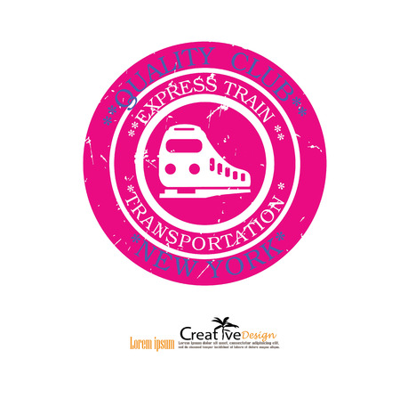 grunge train. emblems, badges, club, design elements. Vector illustration.のイラスト素材