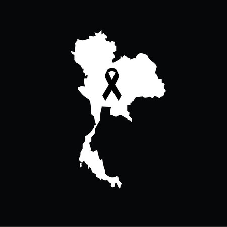 Black awareness ribbon with thai map. Mourning  symbol.のイラスト素材