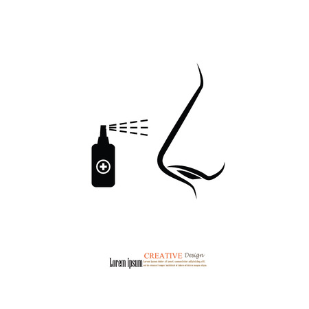 Nose.nasal spray icon.medical concept.Vector illustration.のイラスト素材