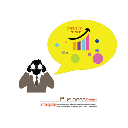 man with binoculars and graph 2016 trends.2016 trends.business concept.vector illustration.のイラスト素材