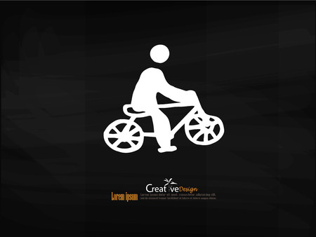Man riding bike hand drawn icon on chalkboard.vector illustration.のイラスト素材