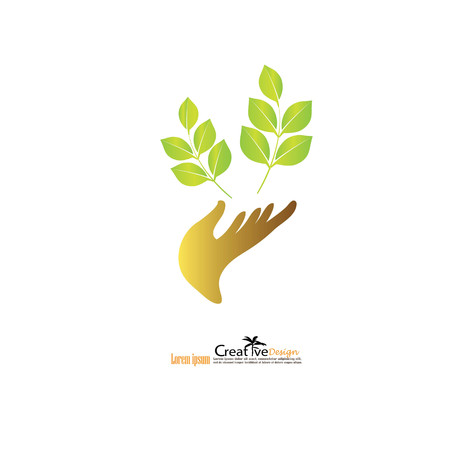 Hand holding plant. Growth concept.vector illustration.のイラスト素材