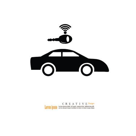 Carwifi icon.car with wifi wave.のイラスト素材