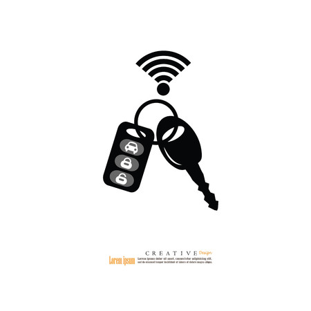 Car key wifi icon.car key with wifi wave on a white backgroundのイラスト素材