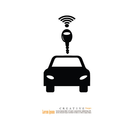 Carwifi icon.car with wifi wave on a white backgroundのイラスト素材