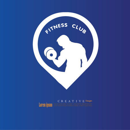 Man hold dumbbell.fitness concept.vector illustration.のイラスト素材