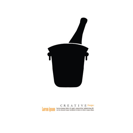 Bottle of wine in ice bucket.のイラスト素材