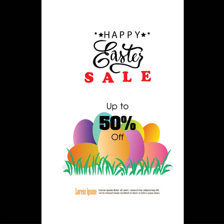 Easter sale poster background template with egg. Vector illustration.のイラスト素材