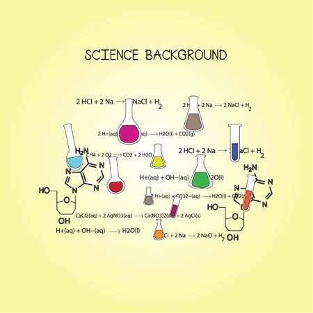 science background with Chemical formulas and test tube  .science concept .vector illustration.のイラスト素材