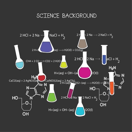 science background with Chemical formulas and test tube  .science concept .vector illustration.のイラスト素材
