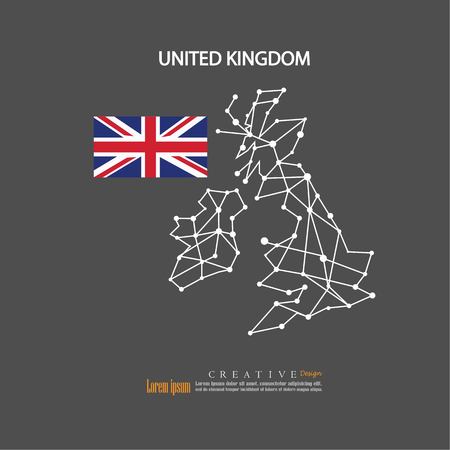 outline map of  United Kingdom    with nation flag.vector illustration.のイラスト素材