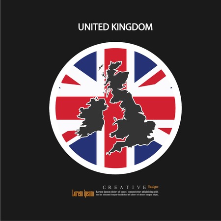 outline map of  United Kingdom    with nation flag.vector illustration.のイラスト素材