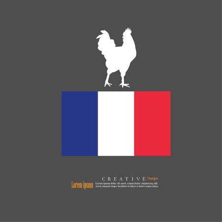 FRANCE national flag with chicken background  .vector illustration.のイラスト素材