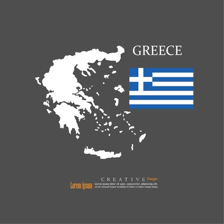 outline map of  GREECE  with nation flag.vector illustration.のイラスト素材